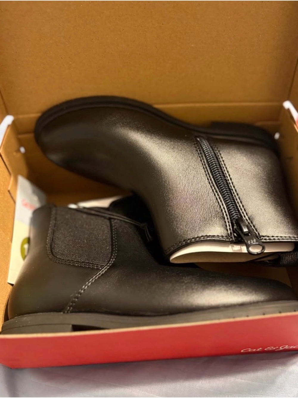 Cat & Jack Black Kids Chelsea Zip Boots